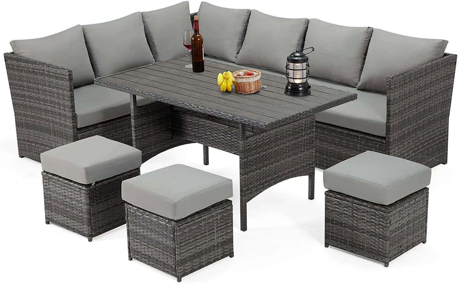 Danrelax 7-Piece Patio Conversation Set, Outdoor Sectional Sofa, PE Rattan Wicker Furniture, Stee... | Walmart (US)