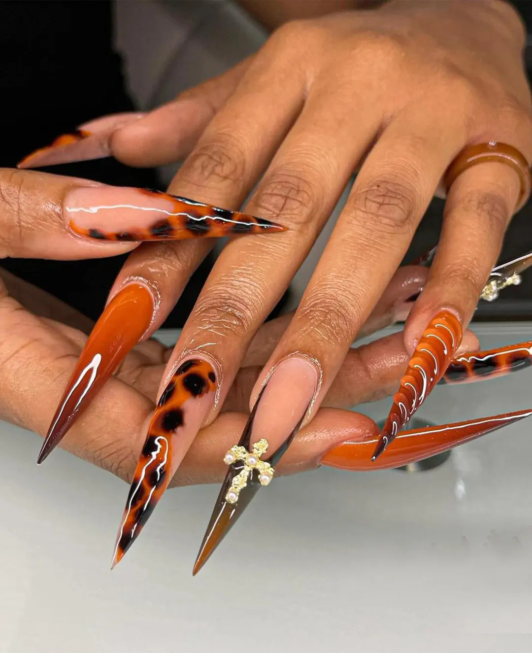 Tortoiseshell Art Press-on Nails | Bold & Luxurious Design | Unique Long Press-ons With Glam Acce... | Etsy (US)