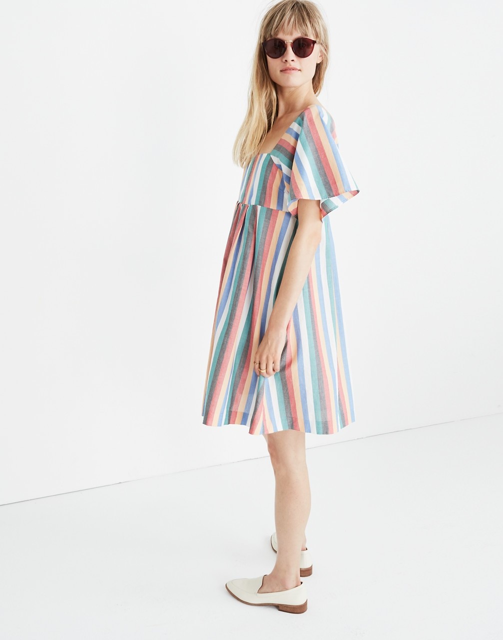 Square-Neck Mini Dress in Festival Stripe | Madewell