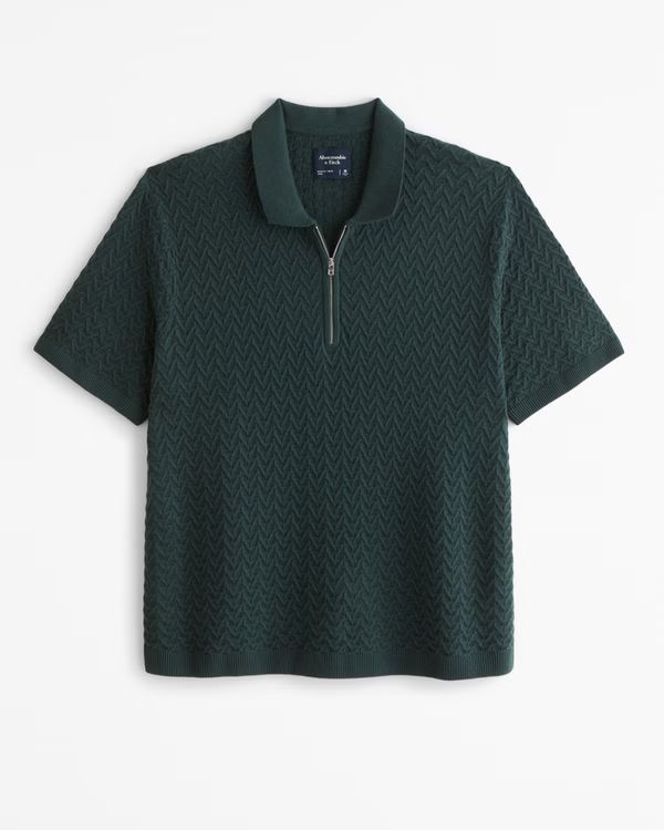 Men's Cropped Half-Zip Sweater Polo | Men's Tops | Abercrombie.com | Abercrombie & Fitch (US)