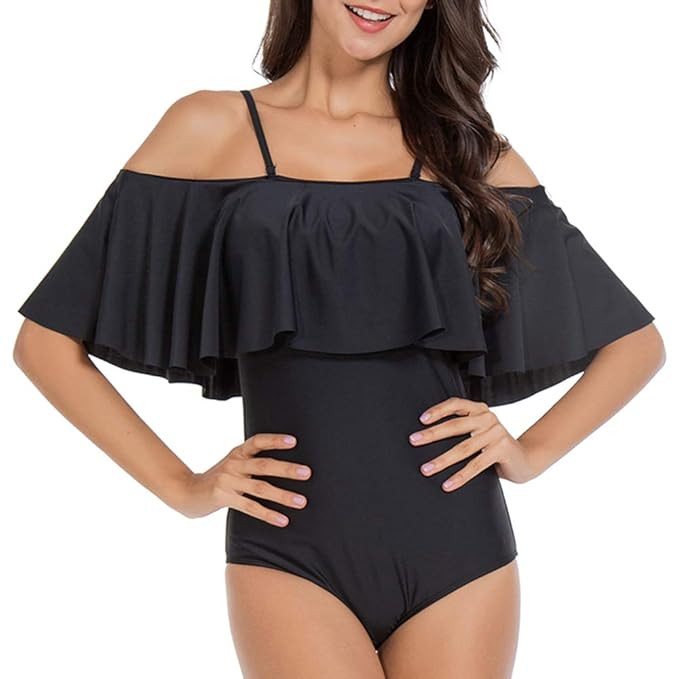ZEALOTPOWER One Piece Flounce Swimsuits for Women Ruffle Bathing Suit Off Shoulder Beach Monokini... | Amazon (US)