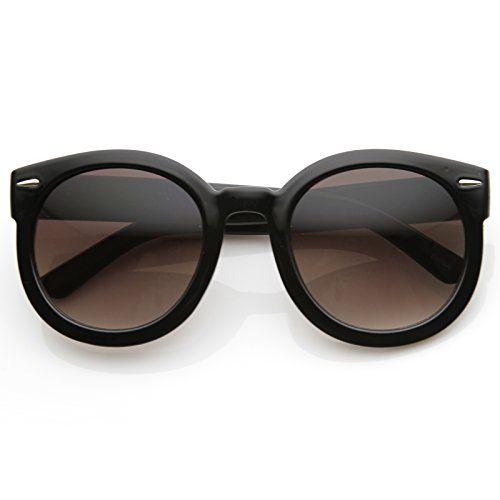 Fashion Vintage Round Thick Horn Style Sunglasses (Black Lavender) | Amazon (US)