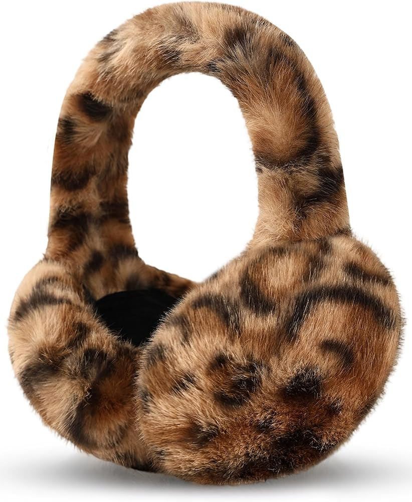 Buauty Womens Leopard Ear Muffs, Soft Winter Ear Covers Foldable Fluffy Ears Headband Warmers for... | Amazon (US)