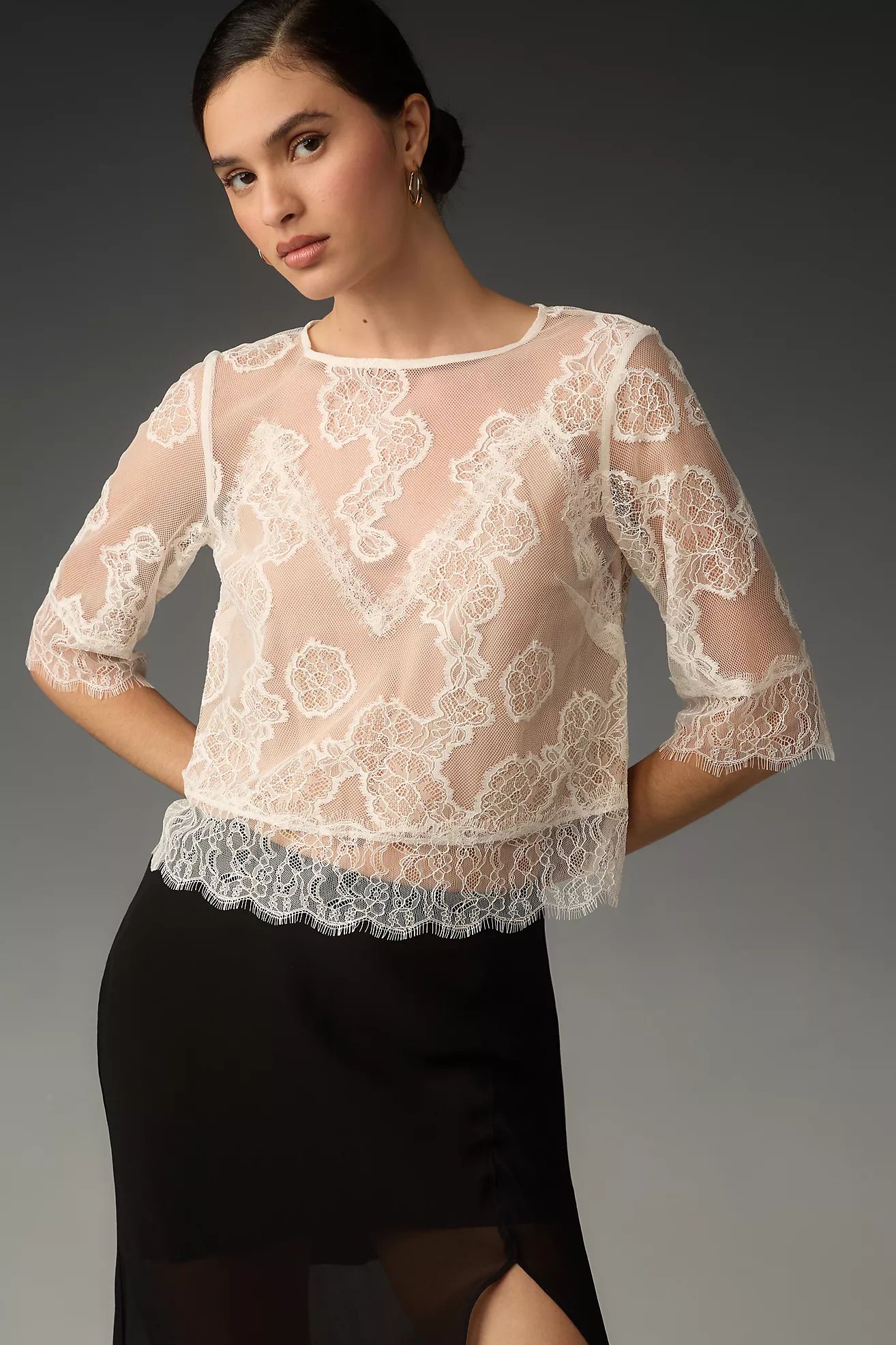 By Anthropologie Lace Illusion Top | Anthropologie (US)