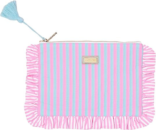 Lilly Pulitzer Quilted Ruffle Zipper Pouch, Cute Pencil Case for Adults, Travel Toiletry Bag, Sma... | Amazon (US)