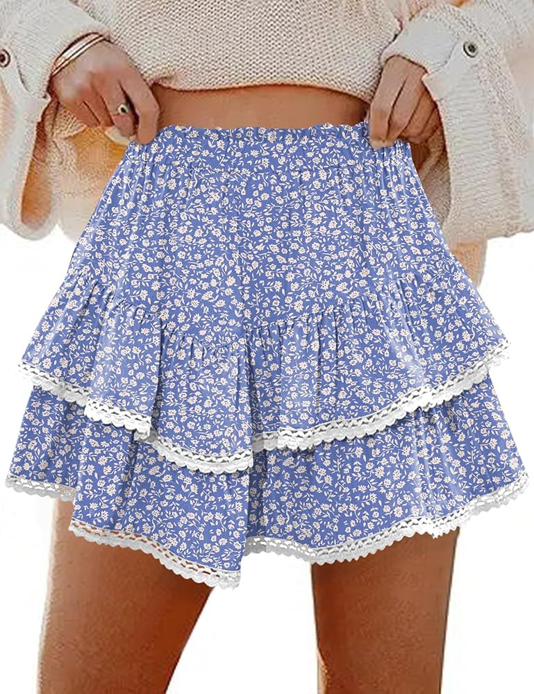 LOMON Flowy Skorts for Women Ruffle Tiered Skorts Casual High Waist Mini Skirts Tennis Golf Croch... | Amazon (US)