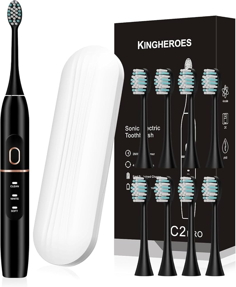 Electric Toothbrush Set, Comes with 8 Brush Heads & Travel Case,4 Modes with 2 Minutes Built in S... | Amazon (US)