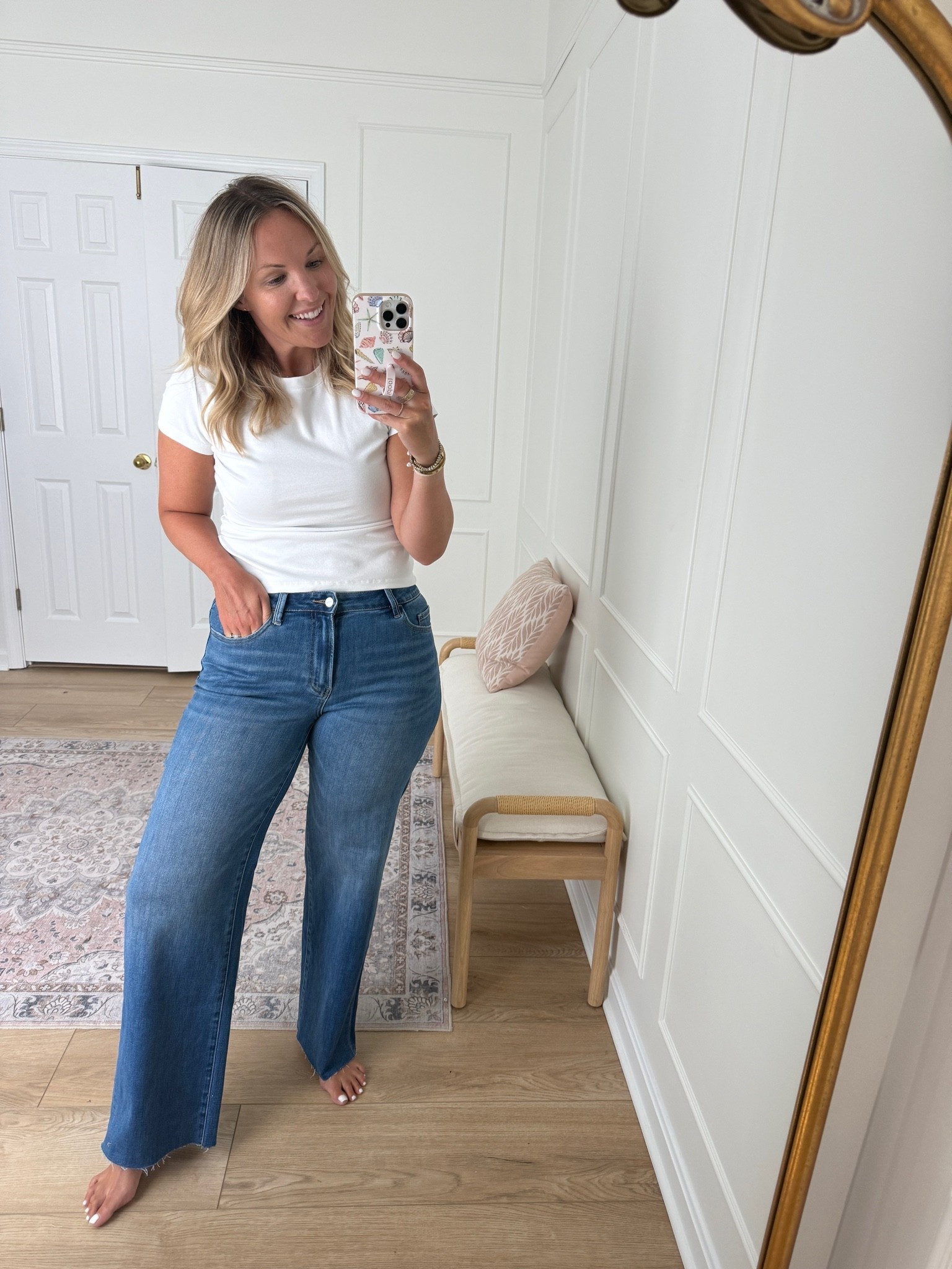 Casual fall outfit - summer outfit - Amazon jeans - wearing a size 10/large in pants and med top

#LTKmomlife #LTKSeasonal #LTKMidsize