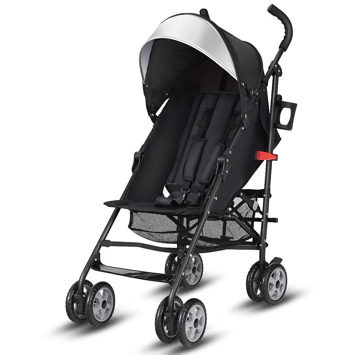 Costway Folding Lightweight Baby Toddler Umbrella Travel Stroller with Storage Basket Black | Walmart (US)