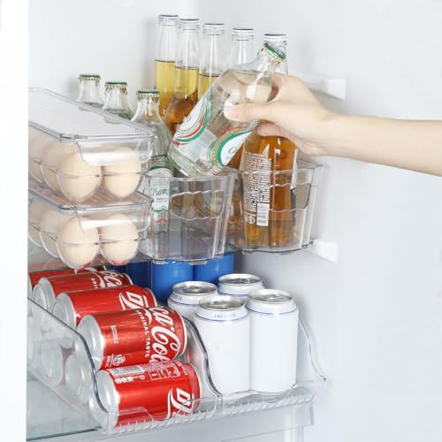 OTraki 6 Pack Fridge Organizer Storage Bins Drink Organizer for Fridge include Soda Can Dispenser Egg Holder Storage Bin with Handle Soda Organizer for Refrigerator Kitchen Countertop BPA Free | Amazon (US)