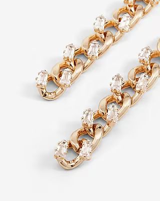 Gold Rhinestone Curb Chain Drop Earrings | Express