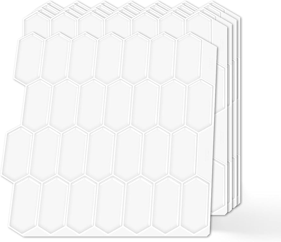 Long Hexagon Peel and Stick Tiles Backsplash,10 Sheets 3D Self Adhesive Wall Tile Back Splash 12 ... | Amazon (US)