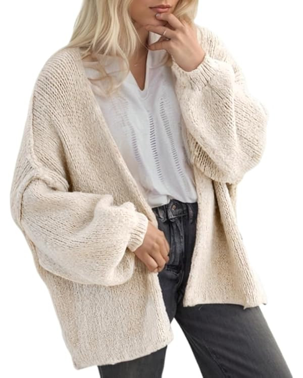 Women Chunky Sweater Y2k Oversized Knit Cardigans Long Sleeve Open Front Knit Sweaters Outwear 20... | Amazon (US)