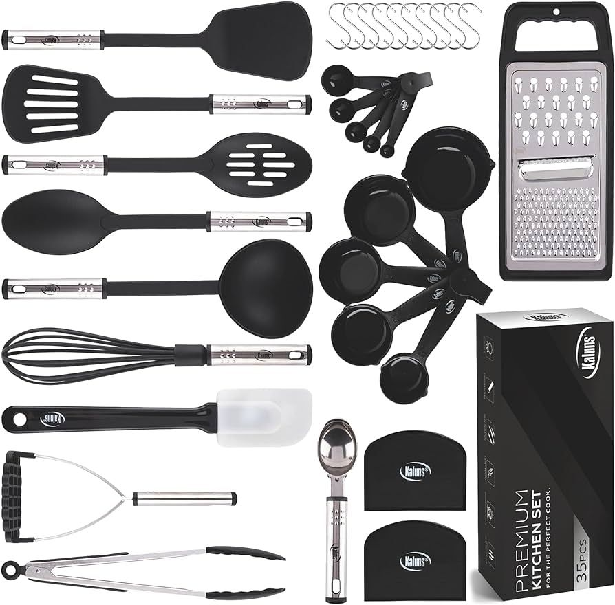 Kitchen Utensils Set 35 PCS Cooking Utensils Set, Nonstick and Heat Resistant Nylon Stainless Ste... | Amazon (US)