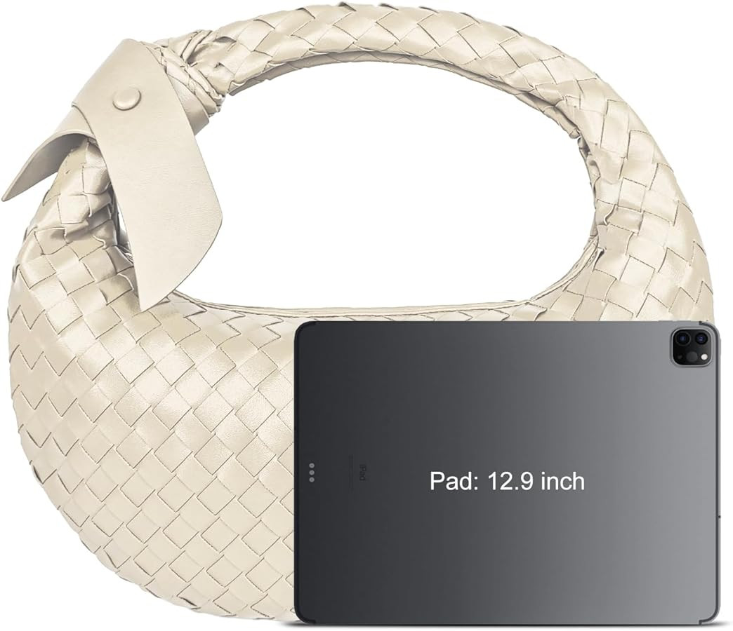 Bow Knotted Woven Dumpling PU Leather Dinner Hobo Tote Clutch Drop Trendy Purse Handbags For Wome... | Amazon (US)