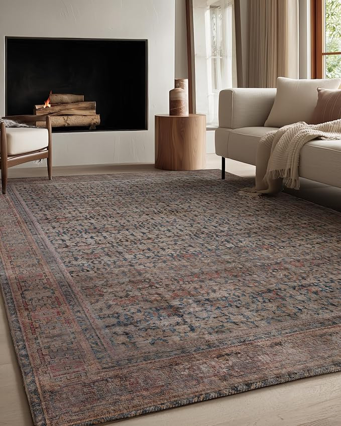 Kuden 8x10 Large Area Rug, Machine Washable Area Rug with Non-Slip Backing, Vintage Style, Soft, ... | Amazon (US)