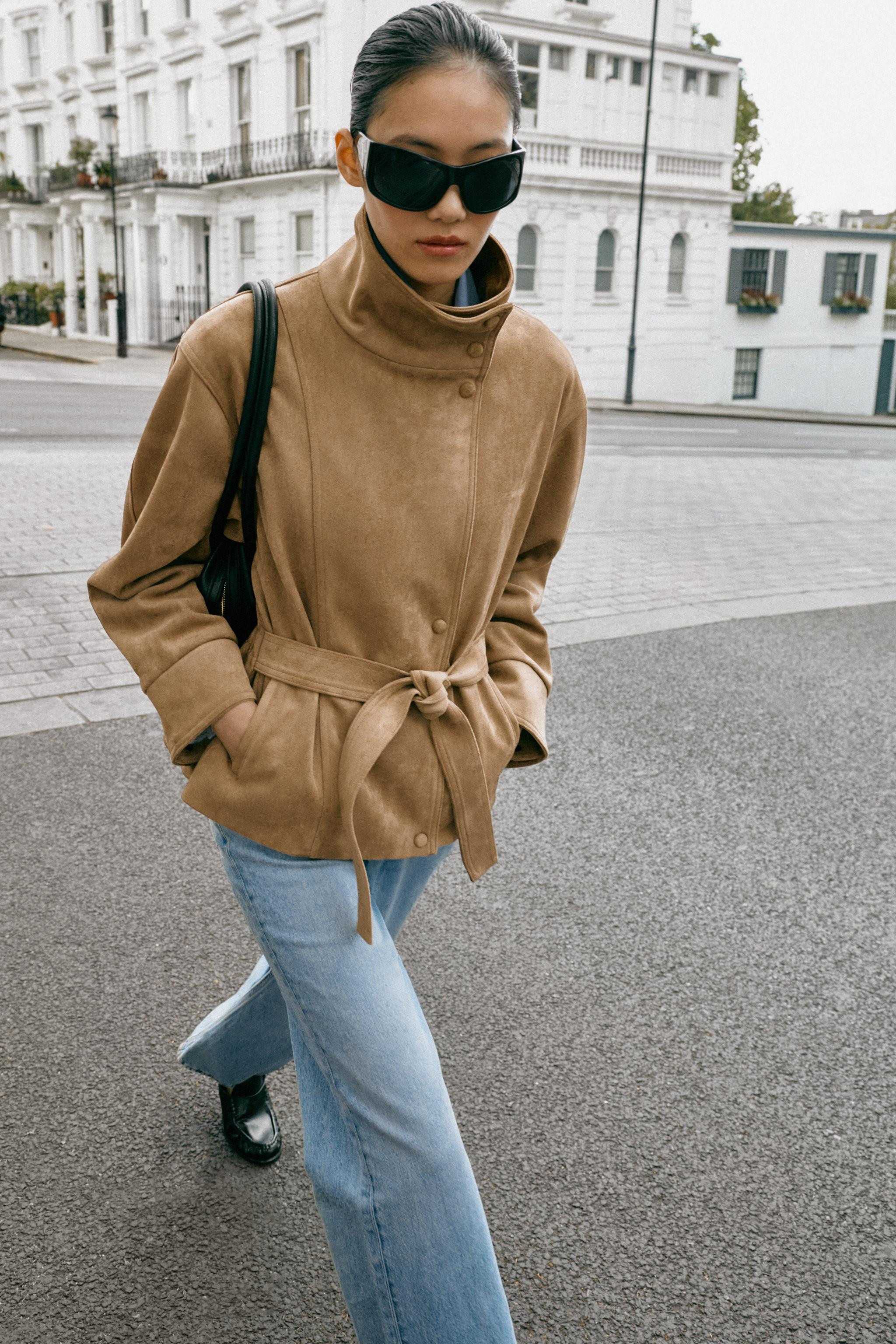FAUX SUEDE BELTED JACKET | Zara US