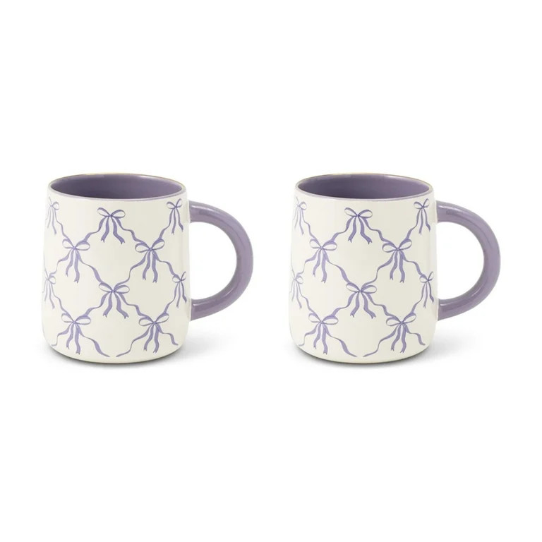 Thyme & Table 14.5 fl oz Purple Bows Stoneware Mug, Set of 2 | Walmart (US)