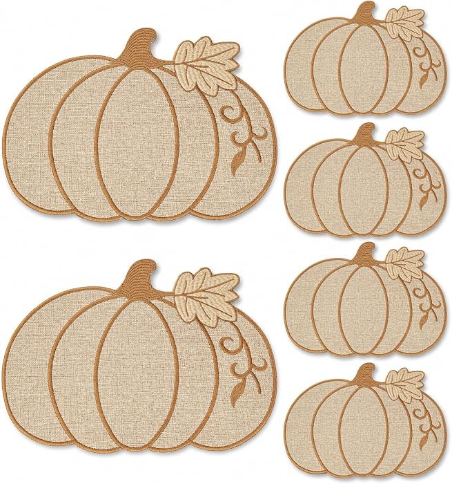 Fall Pumpkin Placemats Set of 6 Thanksgiving Harvest Pumpkins Table Mats | Amazon (US)