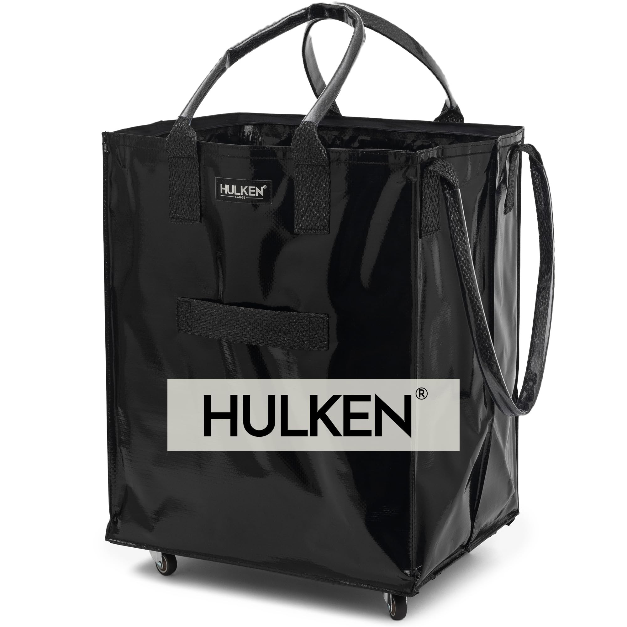 Large, Black - Reusable Grocery Bag On Wheels, Shopping Trolley, Rolling Tote, Zipper Closure, Li... | Amazon (US)