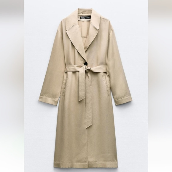 Zara Belted Long Trench Coat Sz-M | Poshmark