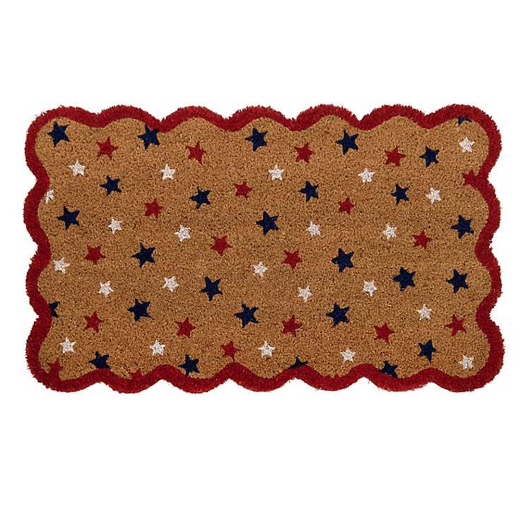 Red White & Blue Stars Scalloped Doormat | Kirklands