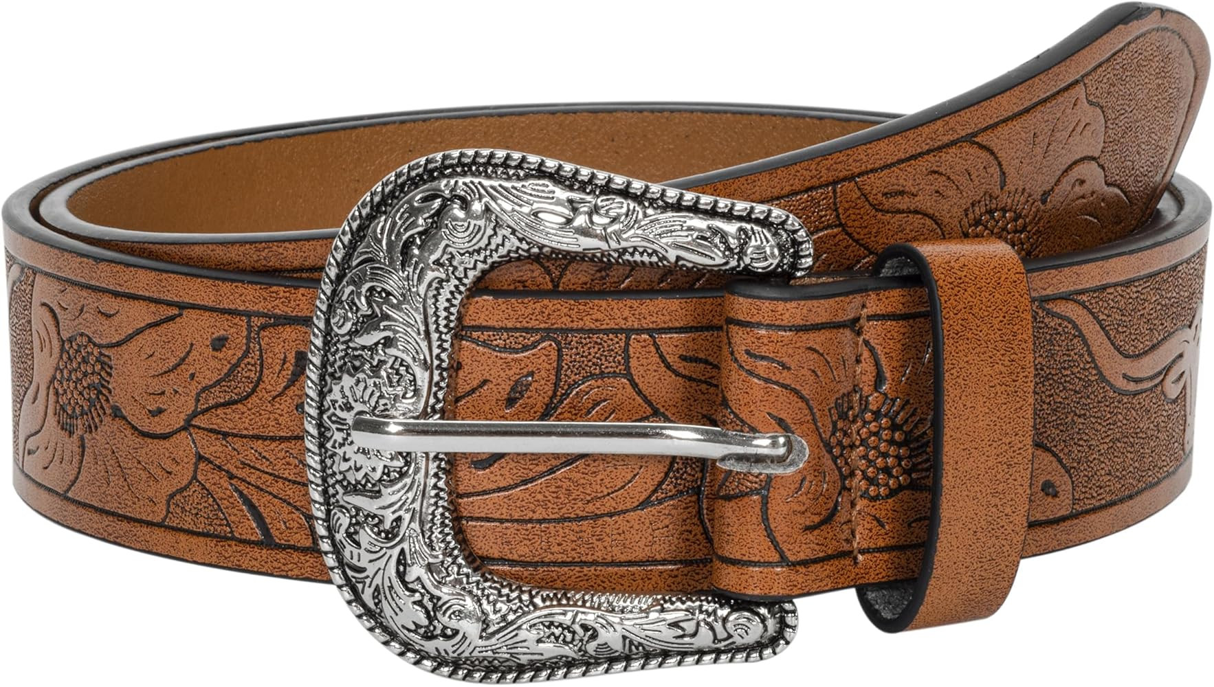 Women-Leather-Belts Vintage Western-Belt with Carved Buckle Waist-Belt for Jeans Dresses（for Wa... | Amazon (US)