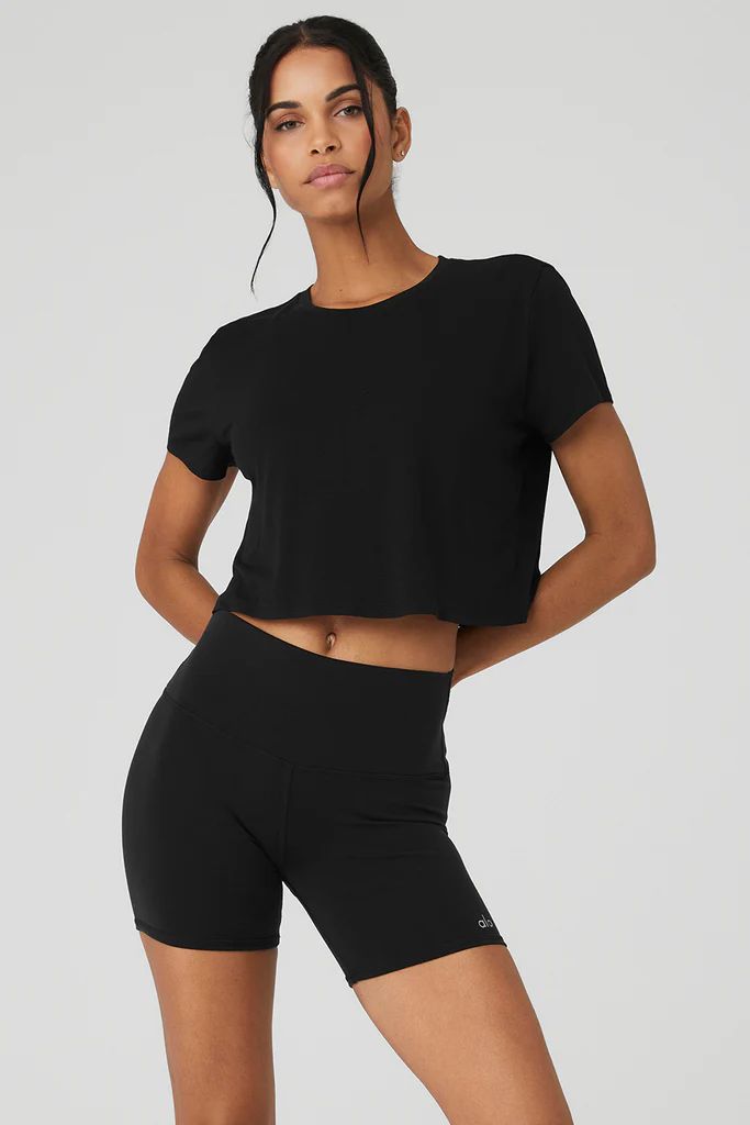 Cropped All Day Short Sleeve - Black | Alo Yoga
