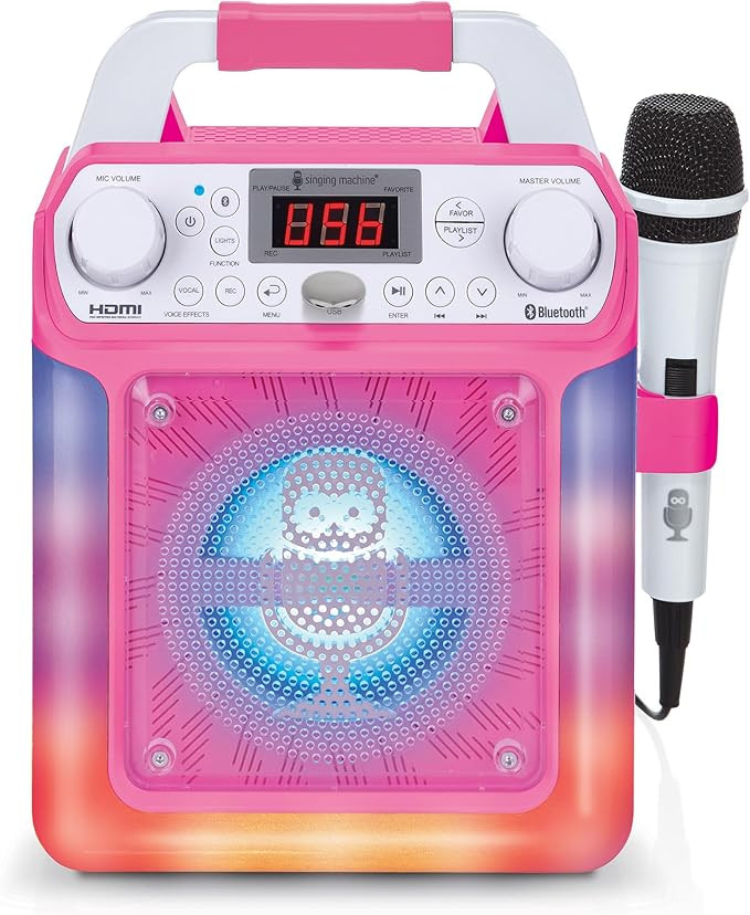 Portable Karaoke Machine for Adults & Kids - Built-In Speaker, Bluetooth, LED Lights, Wired Mic -... | Amazon (US)