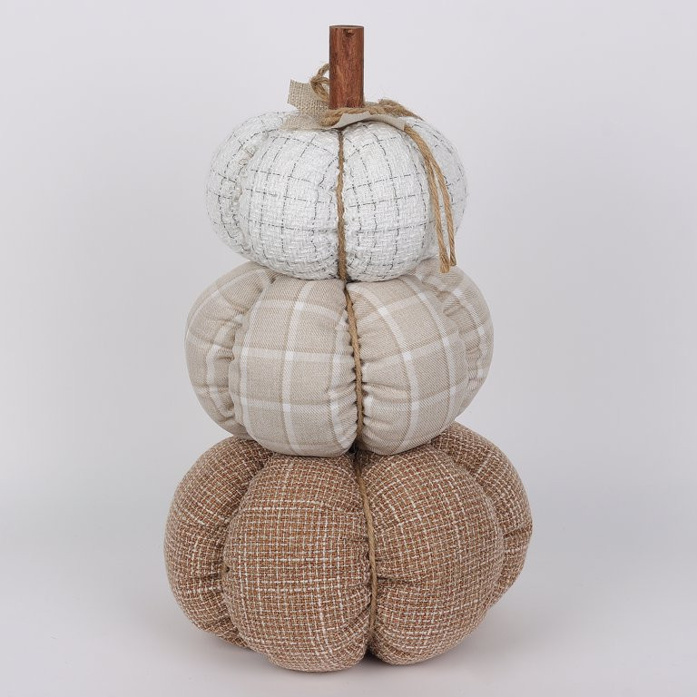 14in High Fall Harvest Multi-color Stacked Fabric Pumpkin Indoor Decoration, Fall Table Décor | Walmart (US)