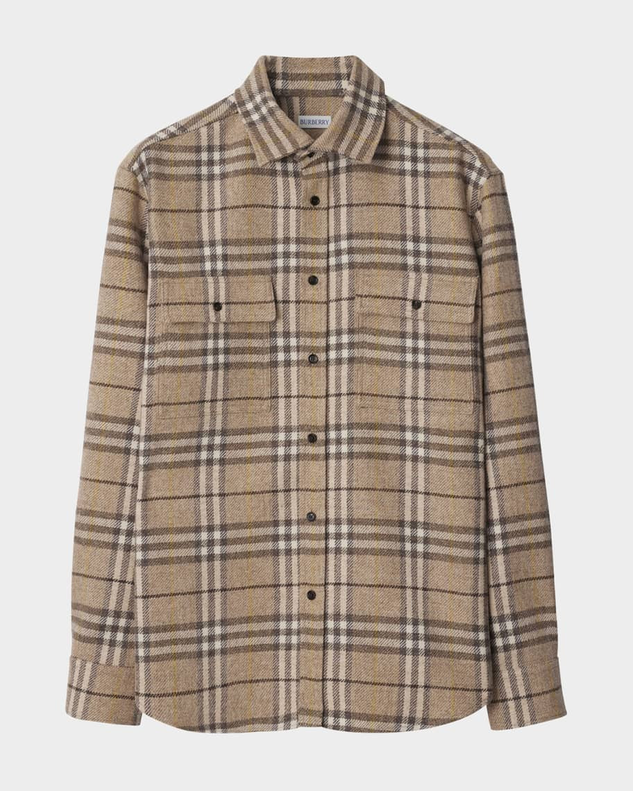 Burberry Men's Plaid Flannel Button-Down Shirt | Neiman Marcus