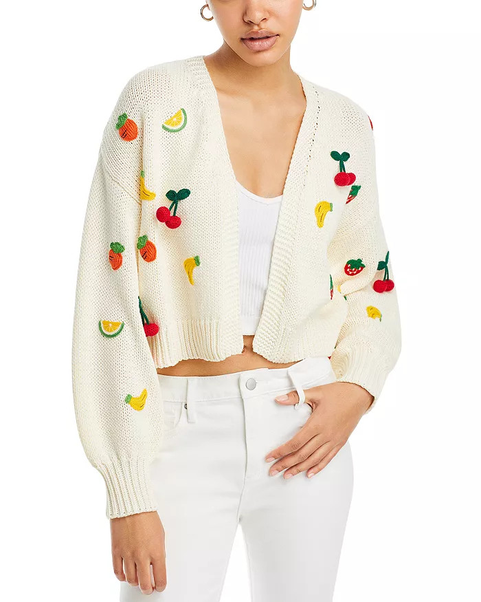 AQUA Fruit Embroidered Cropped Cardigan - Exclusive Women - Bloomingdale's | Bloomingdale's (US)