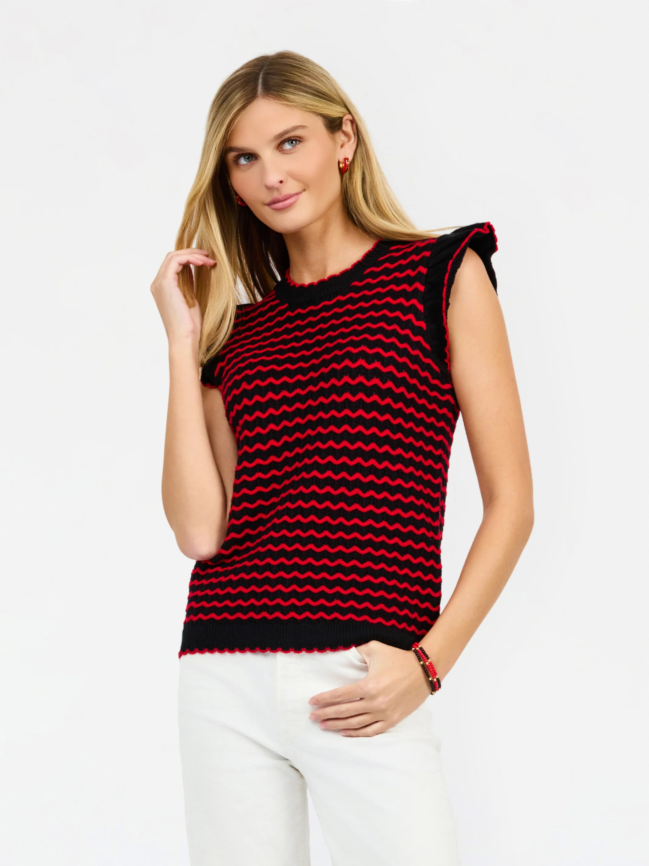 Oakley Sweater | Black+ Red Wave | Mary Square