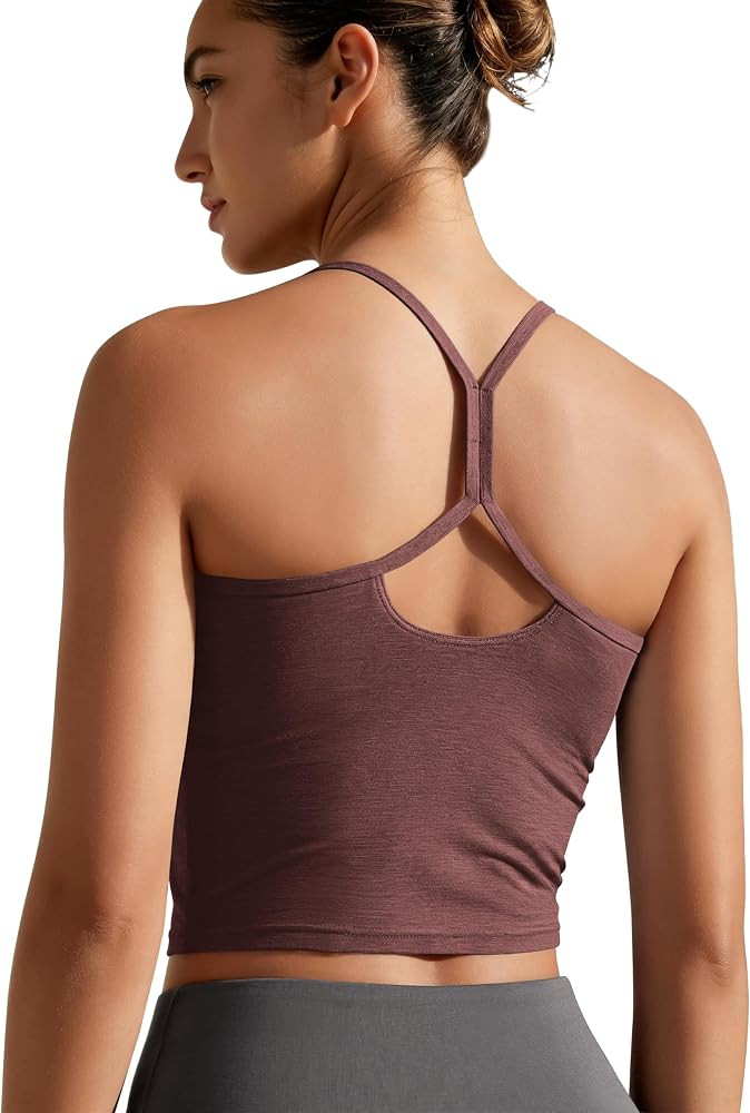 ODODOS Women's Slim Racerback Cropped Tank - odSTRATUM Tech Sports Bra, Ultra Soft UPF 50+ Cami T... | Amazon (US)