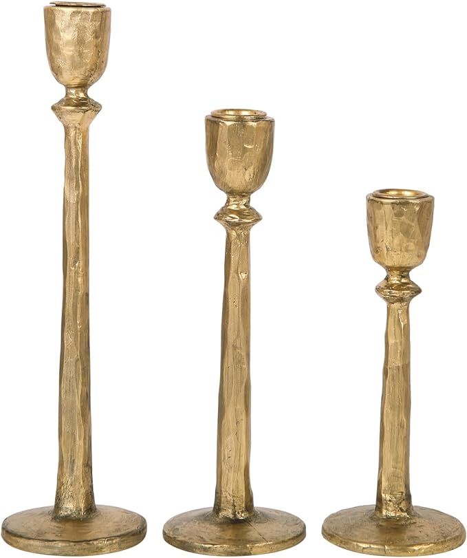NIKKY HOME Gold Taper Candle Holders Set of 3, Antique Decorative Resin Candlesticks Centerpieces... | Amazon (US)