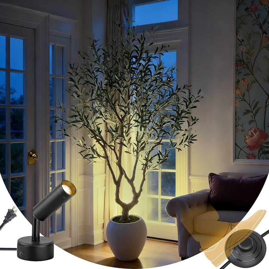 Bellacat 7ft Faux Olive Tree with Warm White Spotlight & 15''D x 13.5''H Large White Planter, 84i... | Amazon (US)