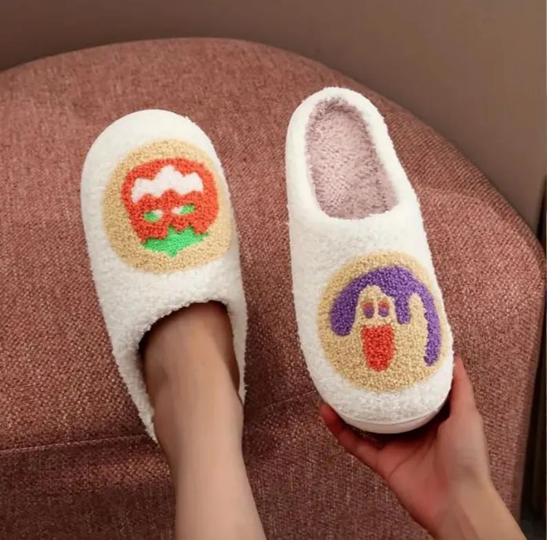 Cozy Halloween Cookie Embroidered Plush Slippers Vintage Slippers Halloween Slippers Womens Slipp... | Etsy (US)