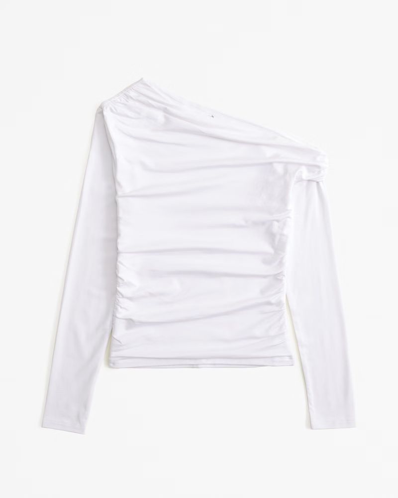 Women's Long-Sleeve Asymmetrical Off-The-Shoulder Draped Top | Women's New Arrivals | Abercrombie... | Abercrombie & Fitch (US)