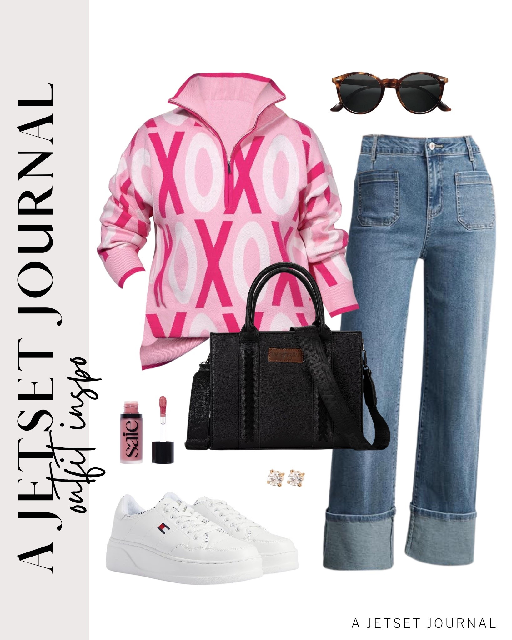 Keeping it cute and casual with a heart sweater, jeans, and star sneakers for Valentine's Day!
v neck valentine's sweatshirt, crossbody bag, saie dew liquid blush,  winter to spring outfit idea, casual look, vacation style, makeup must have, beauty favorite, functional bag, amazon fashion, affordable style

#LTKSeasonal #LTKU #LTKValentine