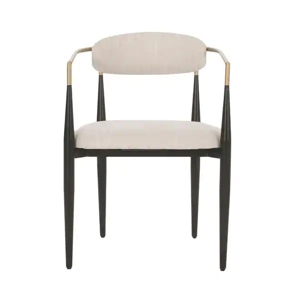 Elmore Fabric Upholstered Iron Dining Chairs (Set of 2) by Christopher Knight Home - Beige/ Black... | Bed Bath & Beyond