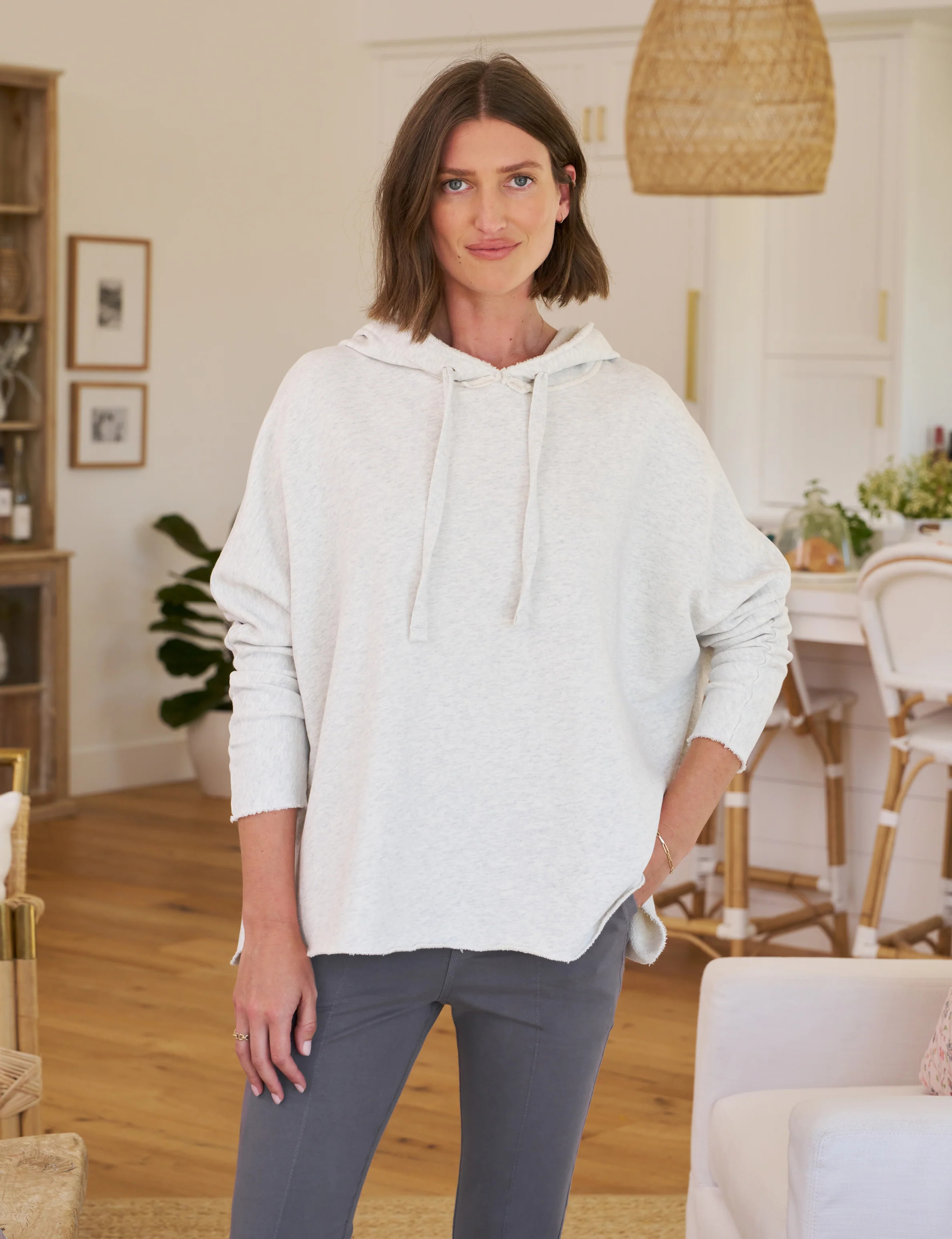 KANE Heather White Melange, Triple Fleece | Frank & Eileen