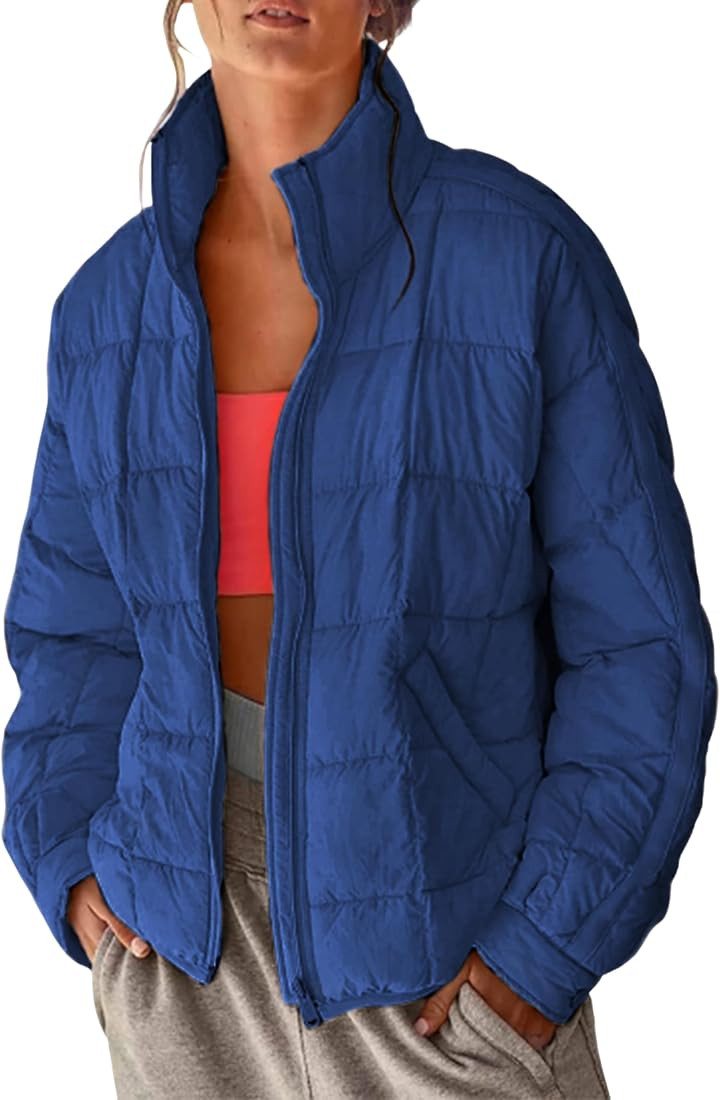 Xiaoxuemeng Womens Quilted Puffer Jacket Zip Up Lightweight Padded Coat Outwear | Amazon (US)