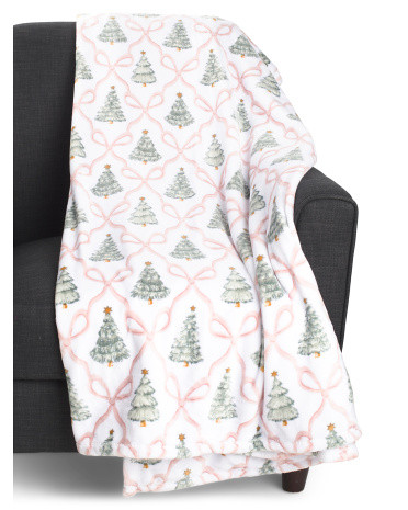 Holiday Trees And Bows Blanket | Marshalls