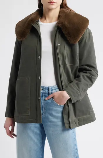 Tessuto Waxed Cotton Jacket with Removable Faux Fur Collar | Nordstrom