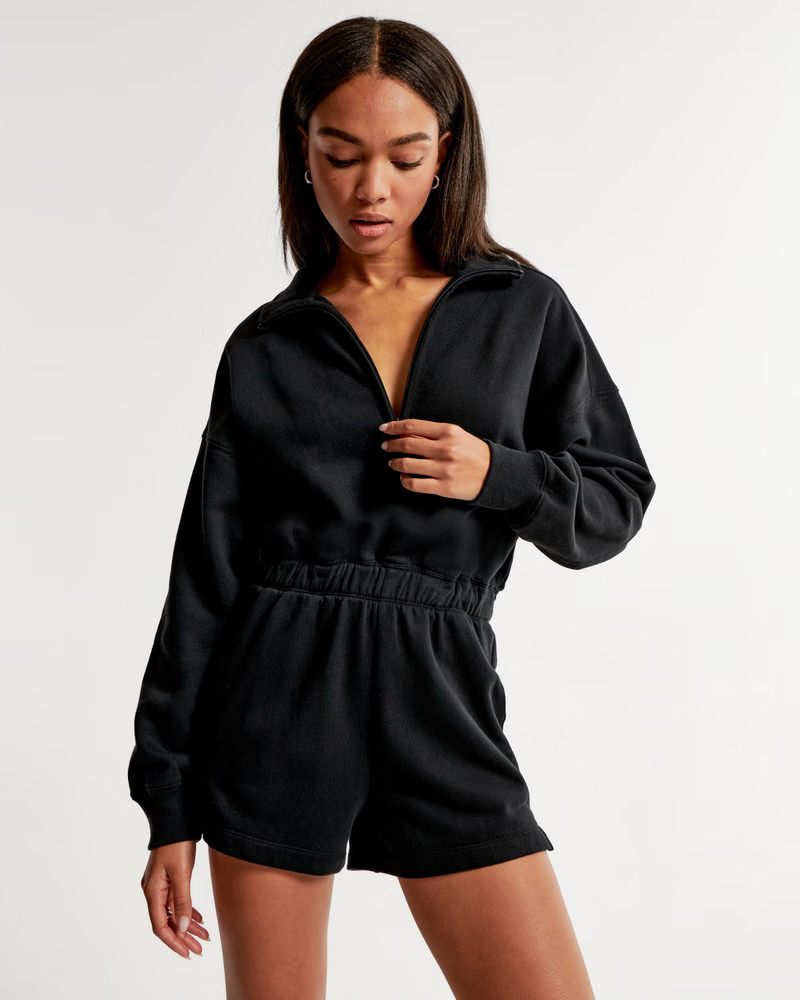 Long-Sleeve Fleece Romper | Abercrombie & Fitch (US)