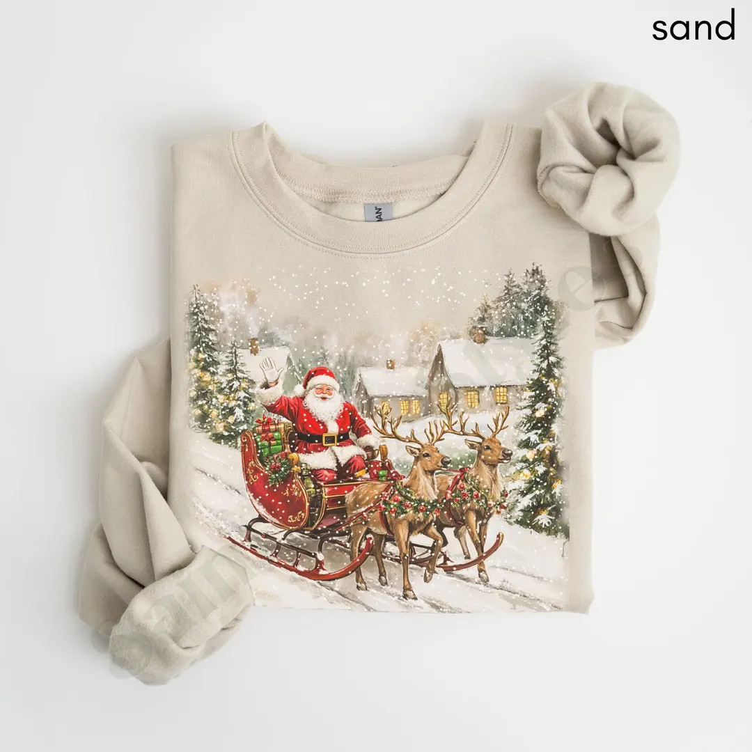 Vintage Santa Crewneck Sweatshirt, Unisex Nineties Retro Santa Claus Shirt, Christmas Women Men T... | Etsy (US)