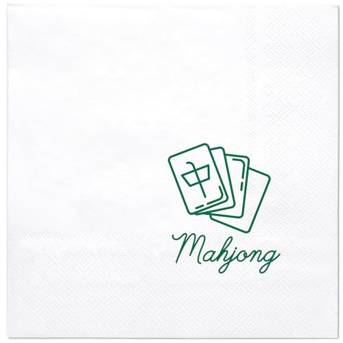 WRAPAHOLIC 50Pcs Mahjong Cocktail Napkins - 3-Ply White Mahjong Disposable Paper Napkins for Mahjong Sessions, Tea parties and Friends Gathering - 5 x 5 In | Amazon (US)