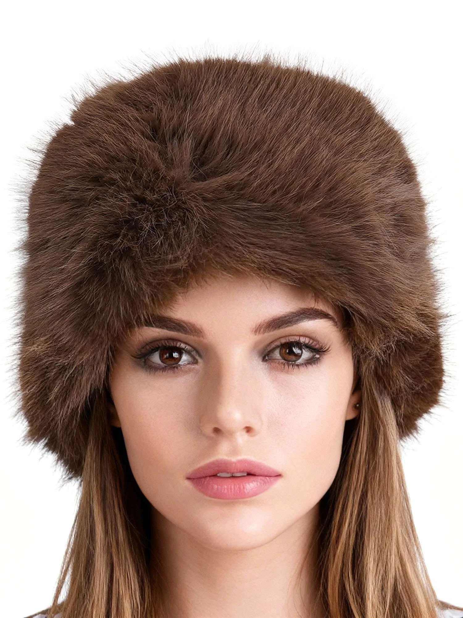 Deago Women's Winter Faux Fur Hats Warm Cossak Russian Style Hat Cap for Ladies (Brown) | Walmart (US)
