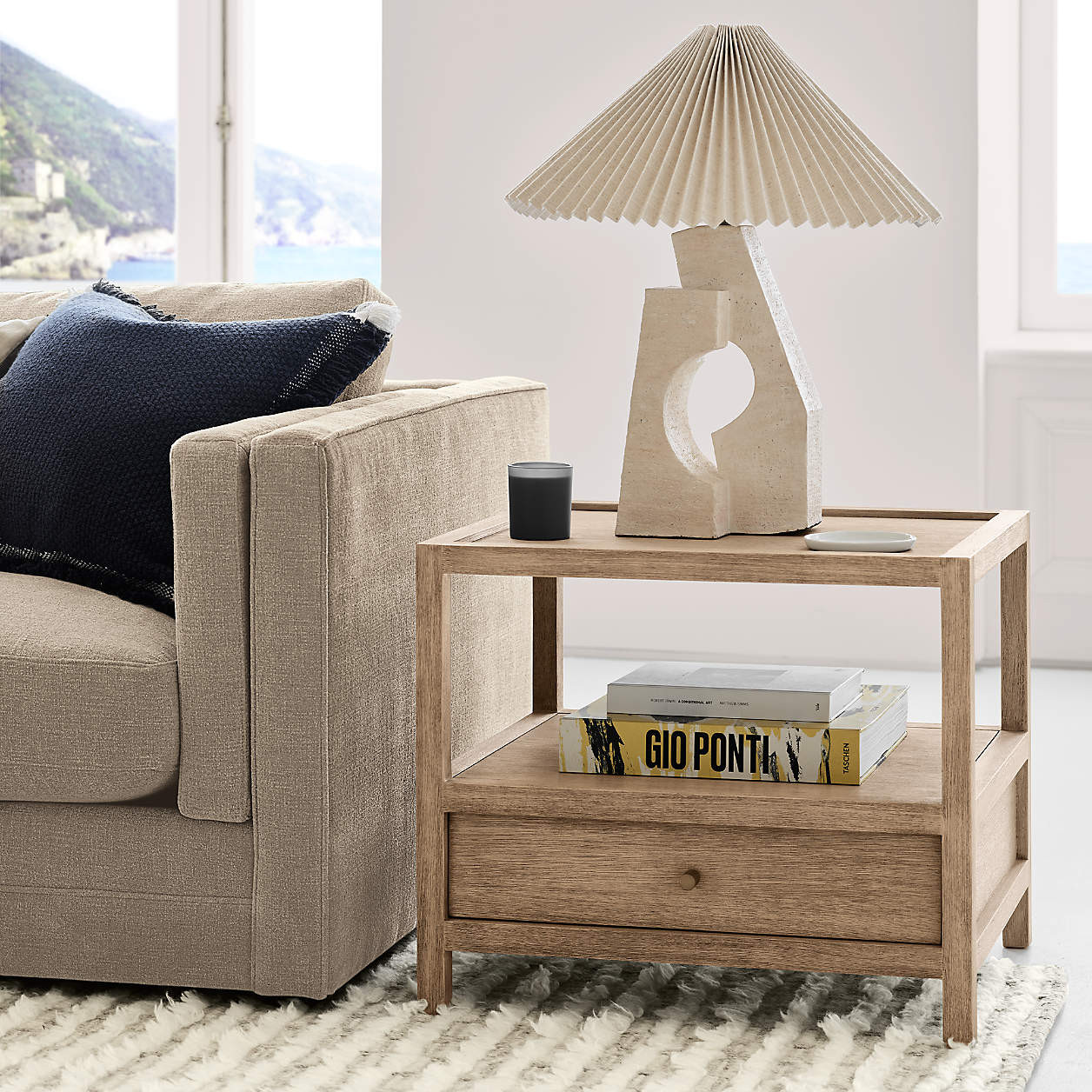 Keane Large Weathered Natural Wood Storage End Table + Reviews | Crate & Barrel | Crate & Barrel