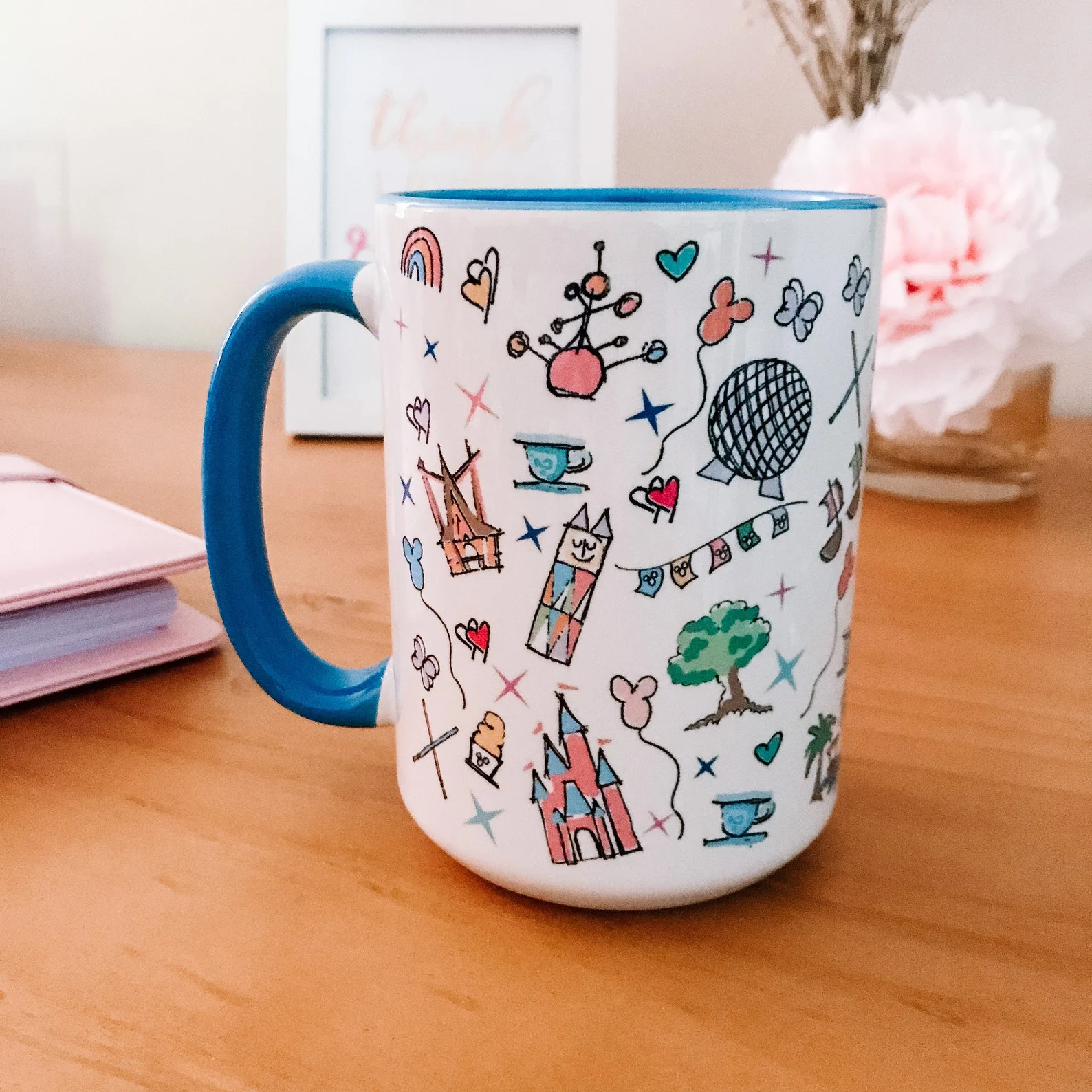 Walt Disney World Parks Icons Disney Inspired Mug with Blue Handle | Etsy (Global)
